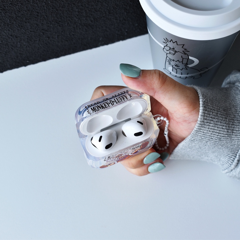 Vỏ Bảo Vệ Hộp Sạc Tai nghe không dây Airpods 1 2 pro 3 2021 gen3 Bằng tpu Dẻo Trong Suốt Họa Tiết Hoạt Hình One Piece Luffy