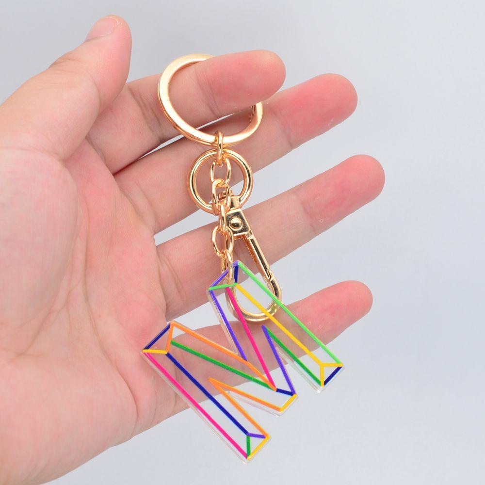 LANFY Móc Khóa Acrylic Trong Suốt In Chữ A Đến Z Nhiều Màu Sắc