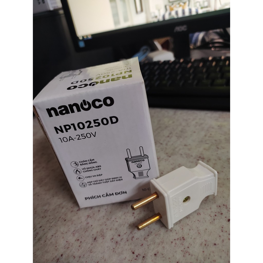Phích cắm đơn 10A-250V Nanoco NP10250D