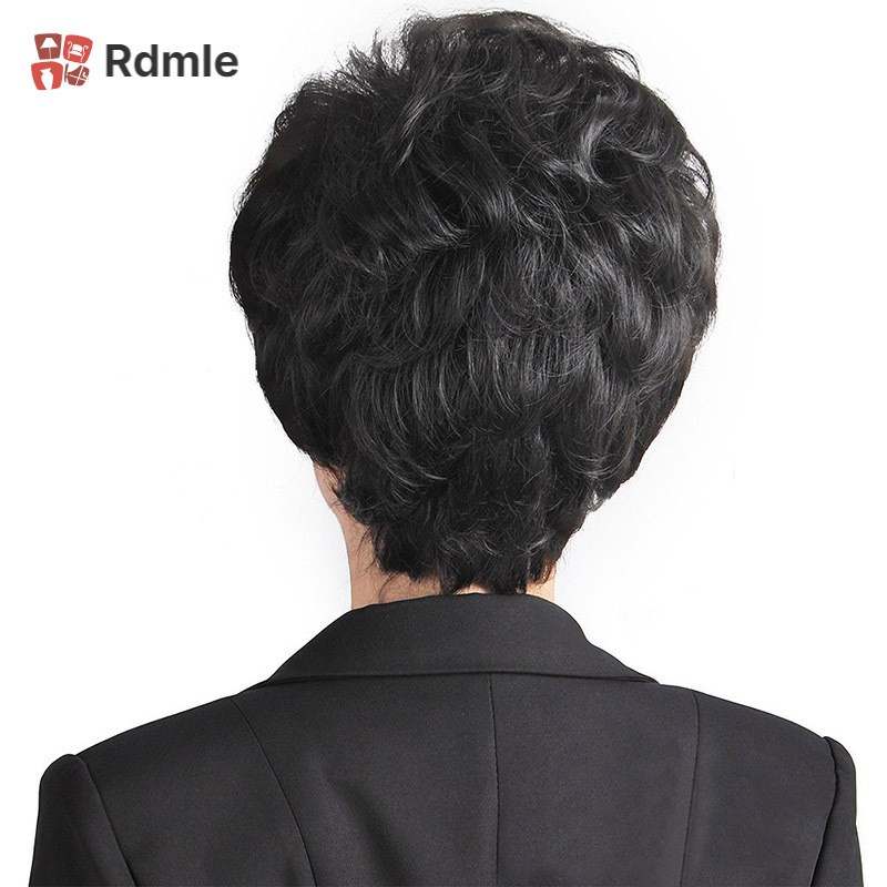 [COD]# RDMLE Short Curly Wig For Middle Age Women Heat Resistant Synthetic Fashion Sexy Fluffy Hair