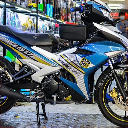 Decal Trùm Exciter -  Tem Trùm Exciter 150 Y15ZR Thiết Kế Tổ Ong Đẹp Mắt - Decal Rời Xanh Bạc