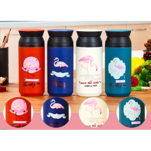 Bình nước roro jump cô gái hồng hạc BN29 cốc uống nước xương rồng  cute tiện dụng