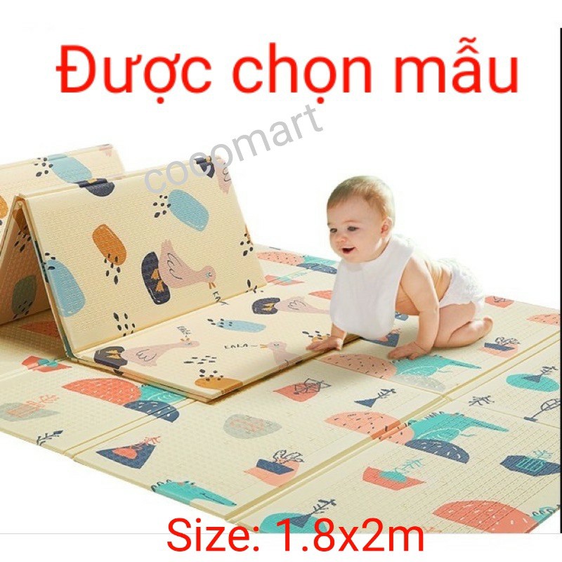 [Chọn Mẫu] Thảm Xốp XPE Gấp Gọn 2 Mặt Cho Bé - Tấm Lót Trải Sàn Chống Thấm, Chống Trơn Hàn Quốc Phủ Silicon 1m8x2m