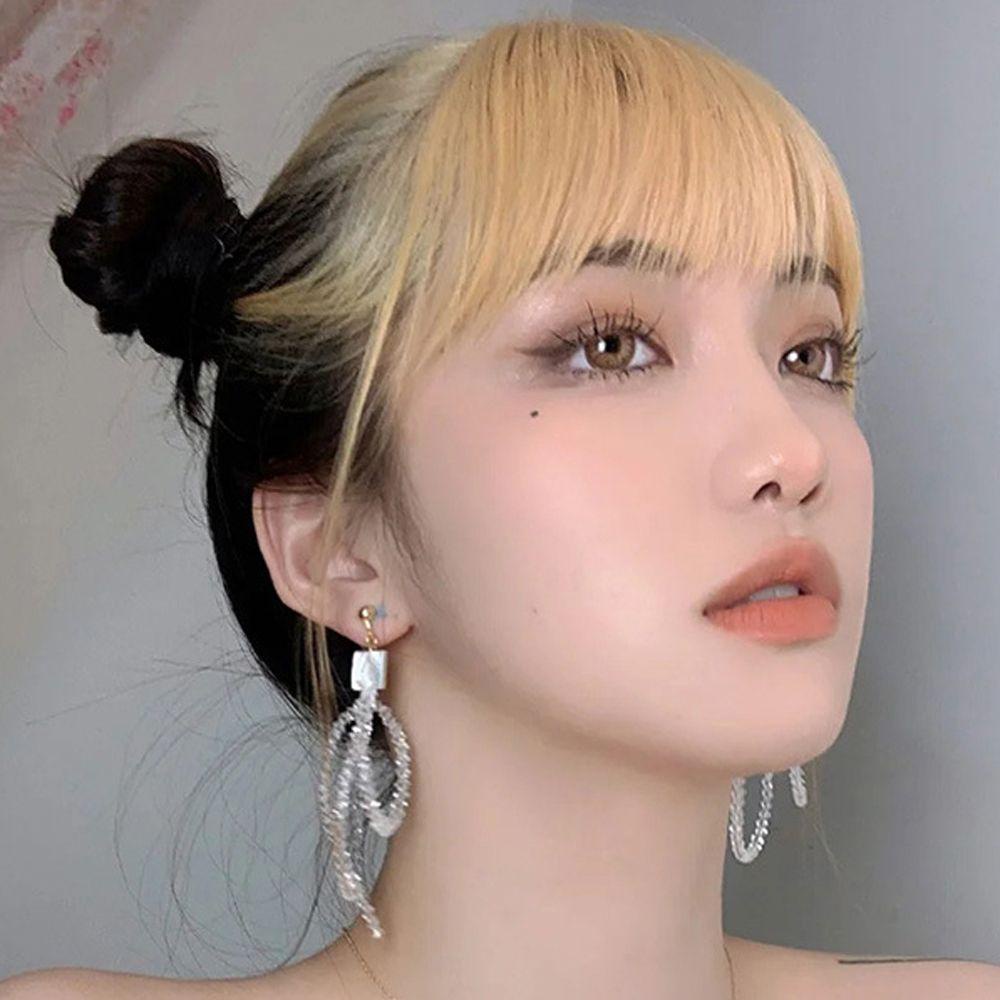 QQMALL Tóc Mái Giả 3D Màu Ombre Đen Sành Điệu