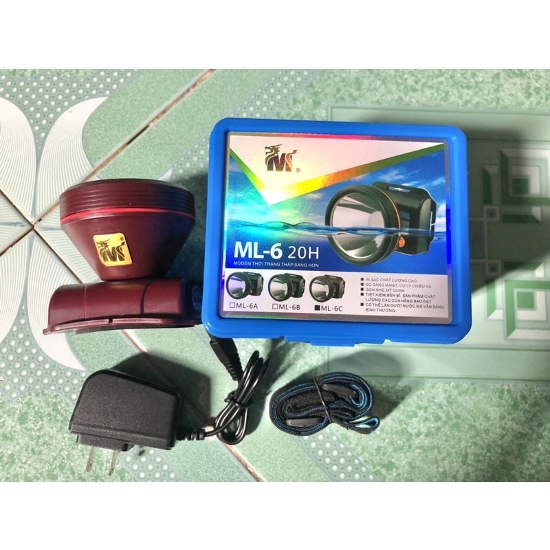 Đèn pin đội đầu chống nước ip68 ML-6c công suất 35w chính hãng Minh Long ánh sáng trắng,vàng