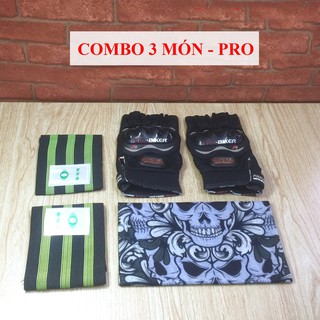 Combo phượt giá rẻ - găng tay phượt, khăn đa năng phượt, bó ống quần