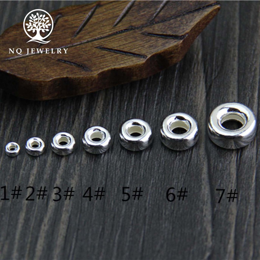 Charm bi bạc hạt dẹp - hạt cườm bạc - NQ Jewelry