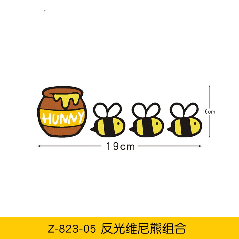 Dễ thương quá! Miếng Đề Can Dán Trang Trí Xe Hơi / Xe Máy Hình Gấu Pooh Phản Quang Chống Thấm Nước