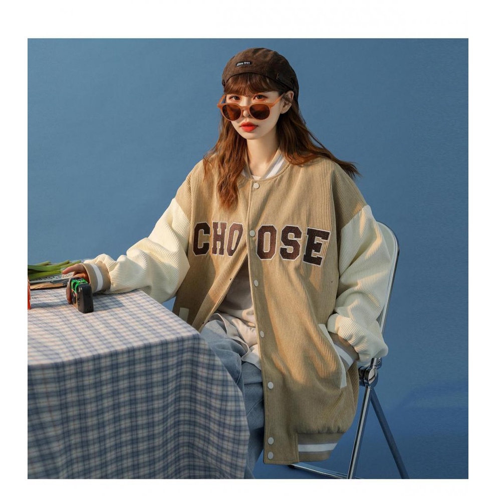 Áo Bomber Thêu chữ CHOOSE chất liệu nhung tăm cực dễ phối đồ, Áo Khoác Unisex Nam Nữ