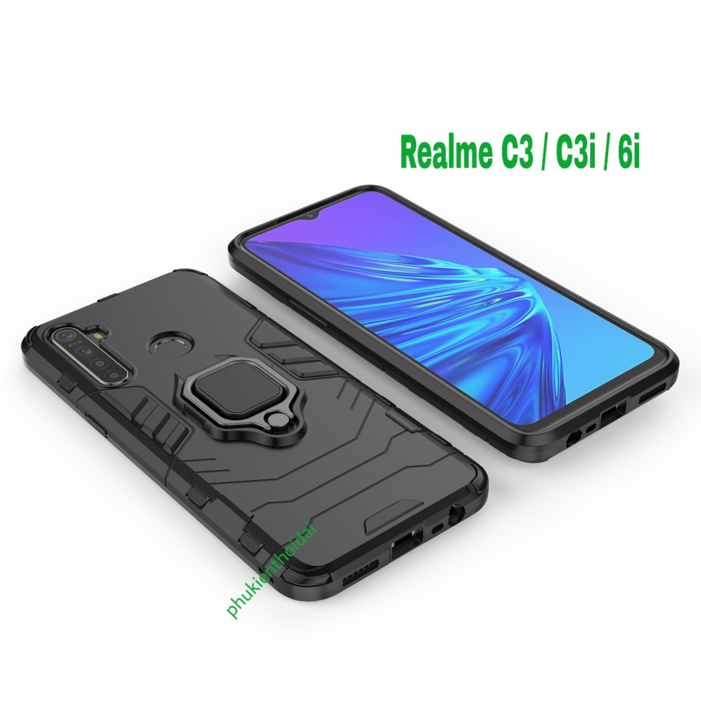 Ốp lưng Oppo Realme C3 / C3i / 6i / Realme 5 / 5i dùng chung Iron Man Iring chống sốc siêu bền giá đỡ xem phim