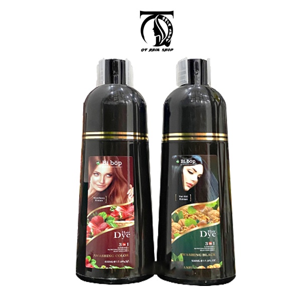 Dầu gội nhuộm phủ bạc Nhật Bản ( nhãn hiệu BIBOP) nâu và đen chai 500ml