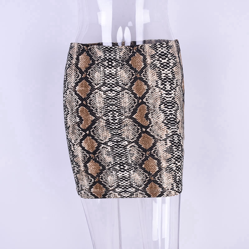 DUNEA Chân Váy Lưng Cao Họa Tiết Da Rắn Quyến Rũ Cho Nữ