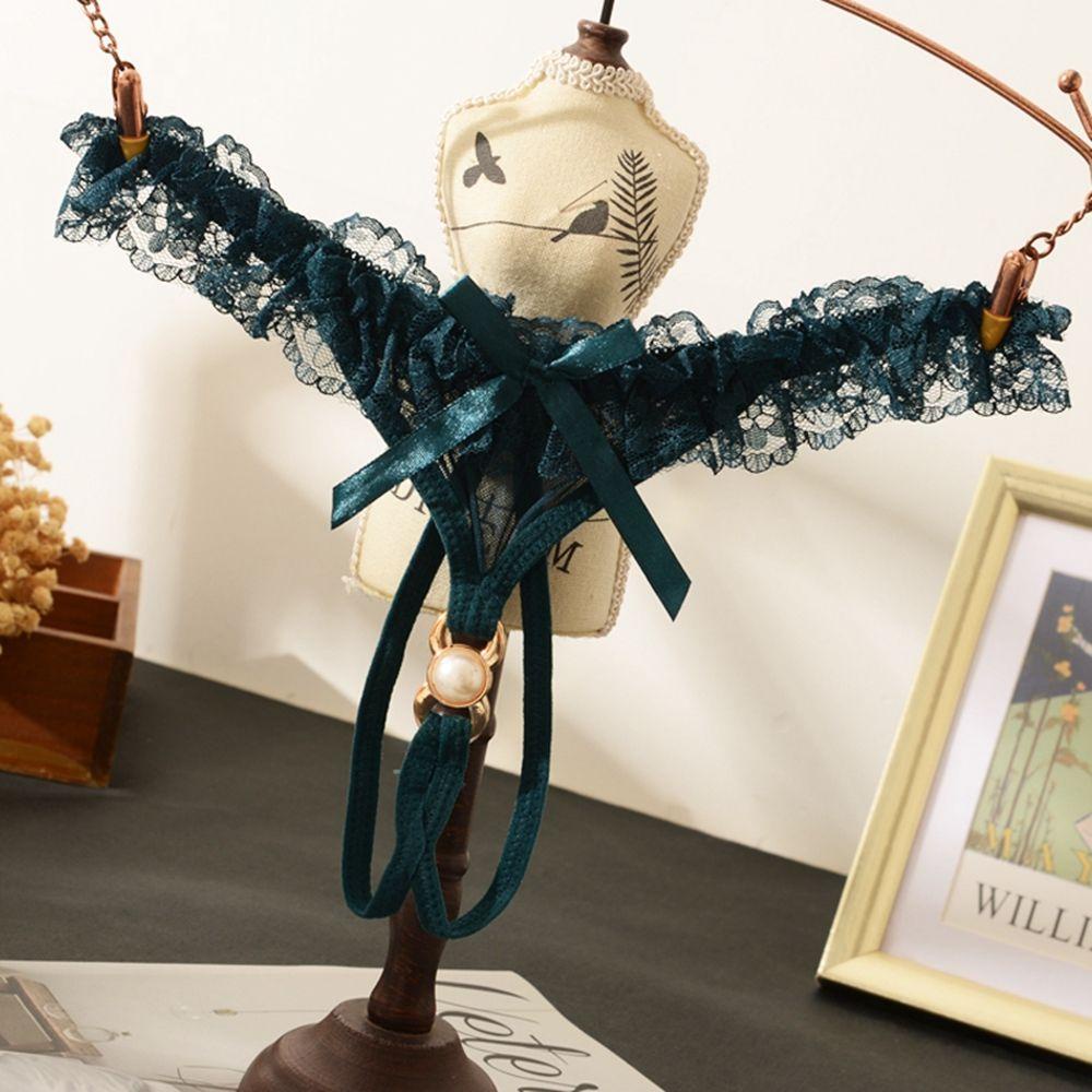 OCEANMAP Quần Lót Lọt Khe Phối Ren Hoa Thiết Kế Hở Đáy Quyến Rũ Cho Phái Nữ