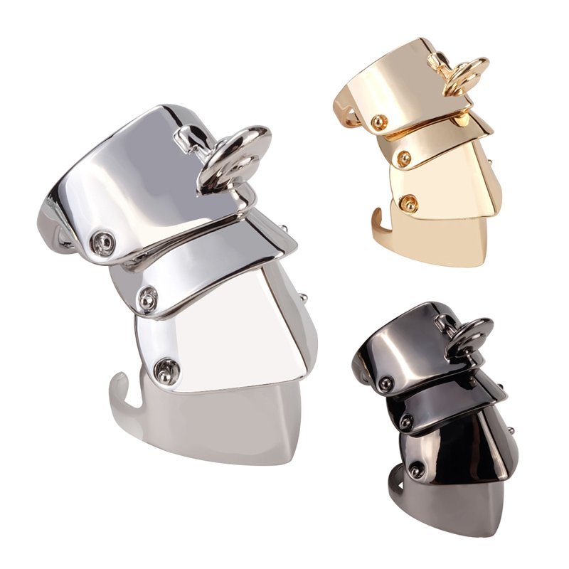 Nhẫn Vivienne West wood Gold Titanium Ba Màu Đen Bạc Áo Giáp Bốn Cánh