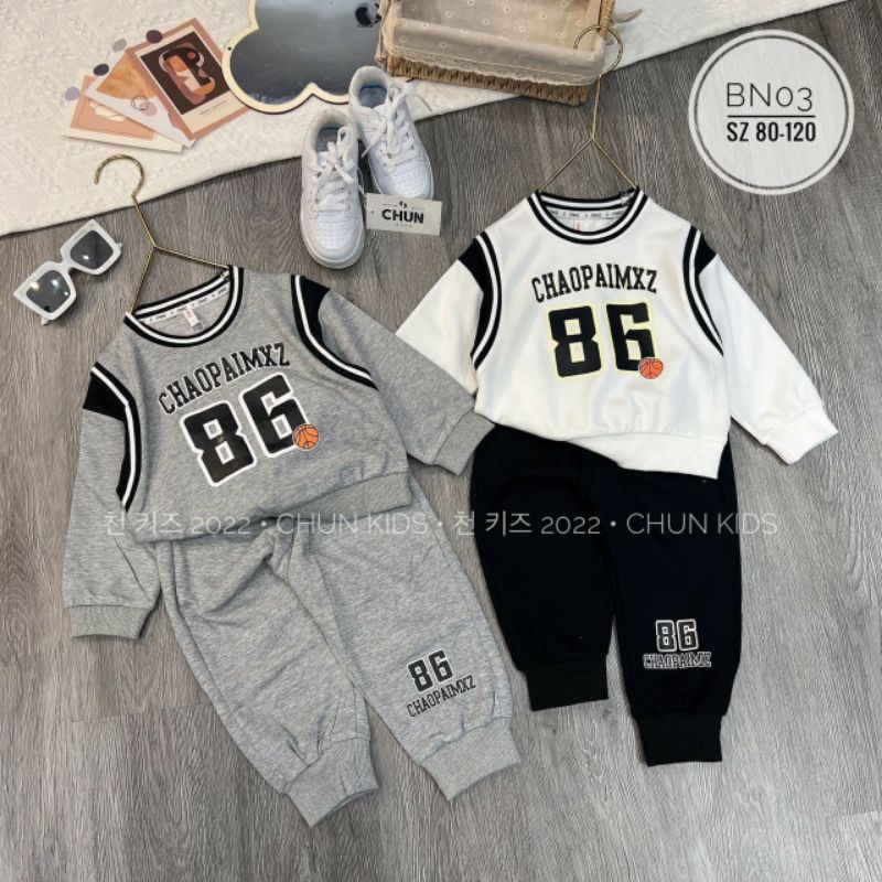 {12-20kg} Bộ nỉ da cá dài tay bé trai size nhí (hàng bán shop)