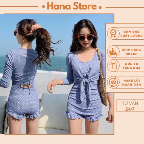 Bộ tắm bộ đồ bơi đi biển bikini cao cấp Hana liền thân kèm áo khoác ngoài 8063_Hana Store