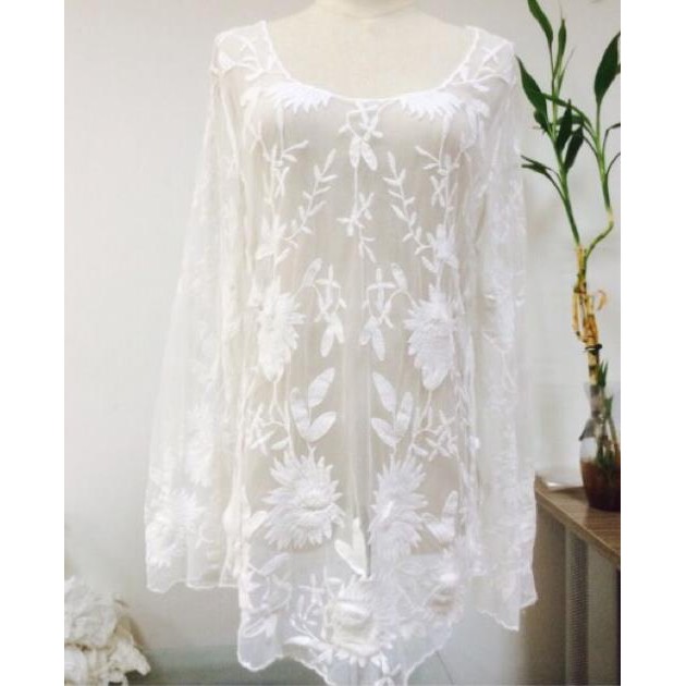 Áo lưới đi biển ren tay dài ་ | BigBuy360 - bigbuy360.vn