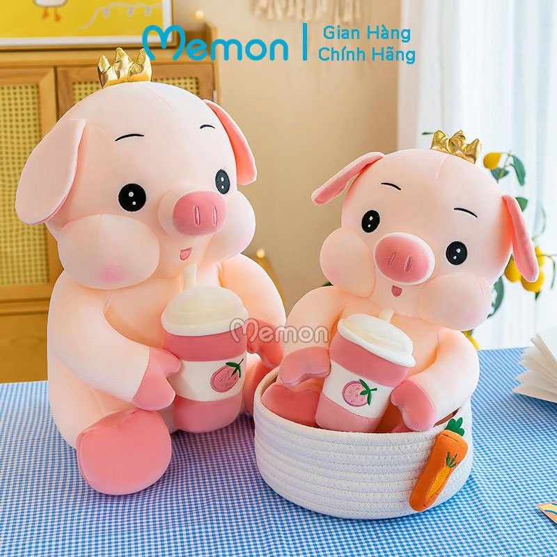 Gấu Bông Heo Ôm Trà Dâu Cao Cấp Memon