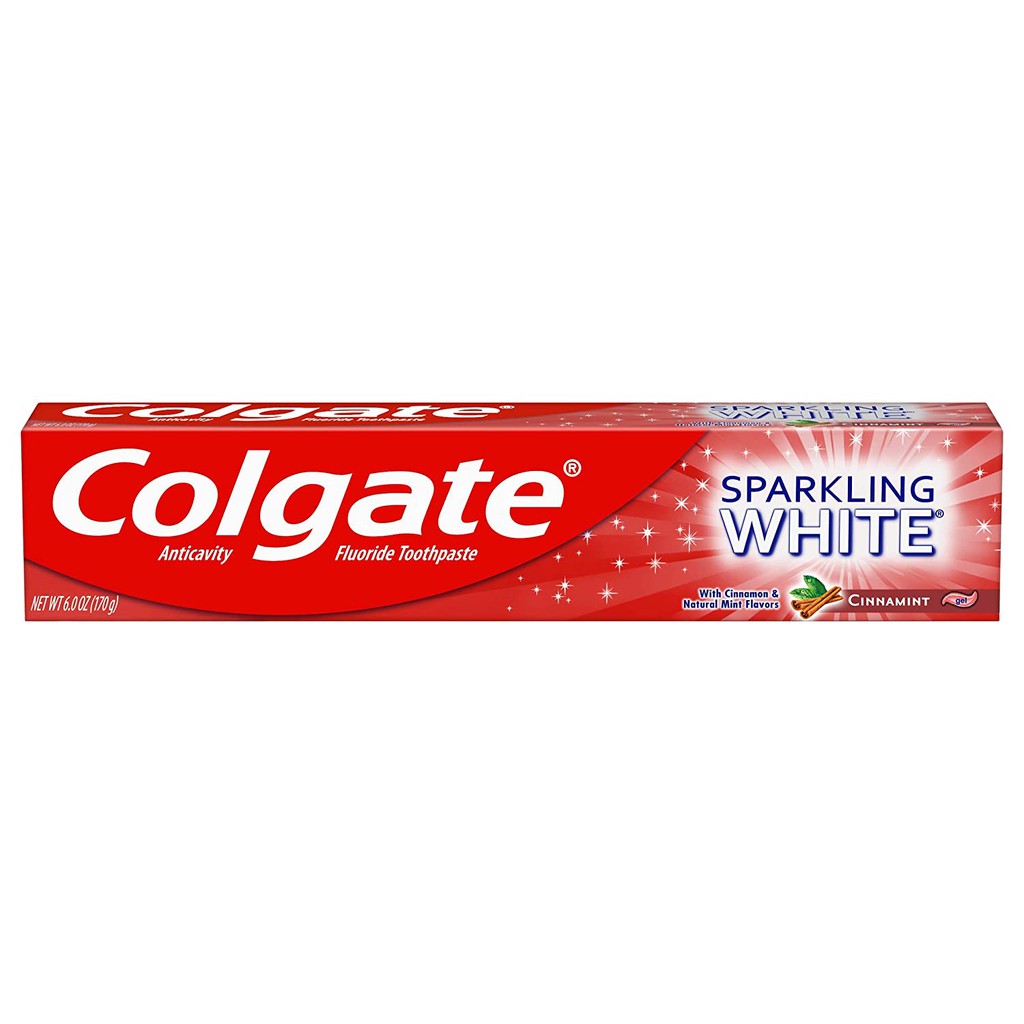 Kem đánh răng dạng gel hương quế Colgate Sparkling White Cinnamon Toothpaste with Fluoride 170g (Mỹ)