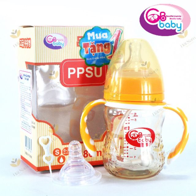 Bình sữa PPSU 180ml,240ml có tay cầm hàn quốc + tặng kèm thêm 1 núm vú cao cấp