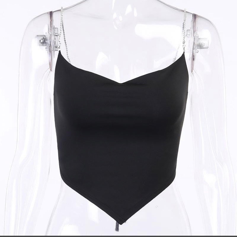 Áo Hai Dây Đính Hạt Trễ Ngực Sexy, [ADORABLE] Áo Yếm Cổ Đổ Hở Lưng Quyến Rũ Ảnh Thật