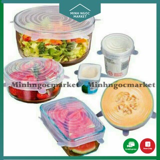 Bộ 6 miếng Silicon bọc thực phẩm / Nắp đậy bát đĩa cao cấp