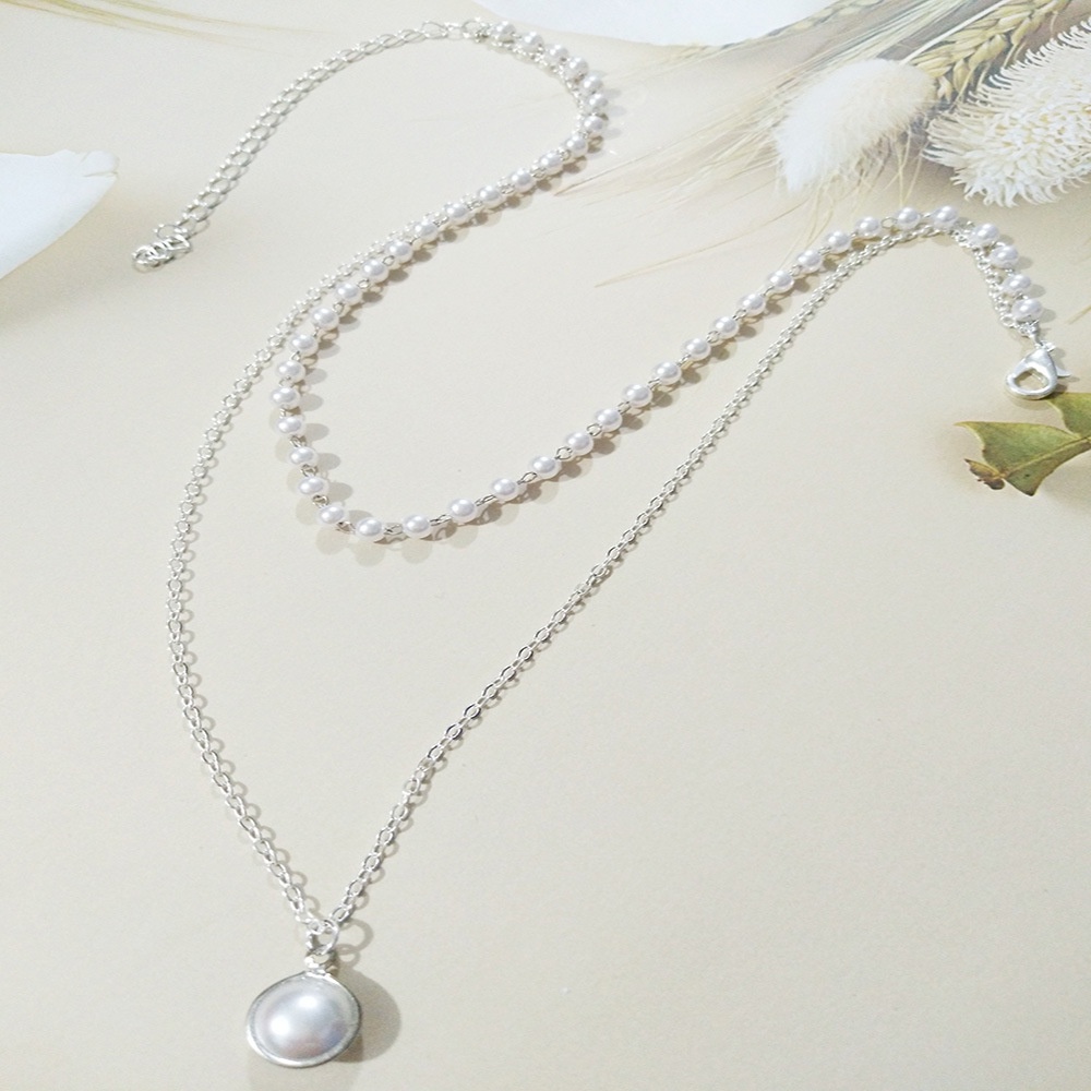 Vòng cổ Hai Lớp Đính Ngọc Trai Thời Trang Dành Cho Nữ