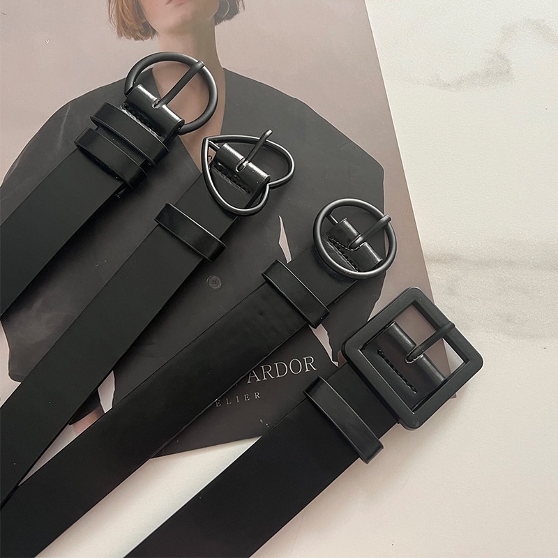 Thắt lưng 19611 màu đen có khóa đa năng kiểu Hàn Quốc thời trang đơn giản cho học sinh