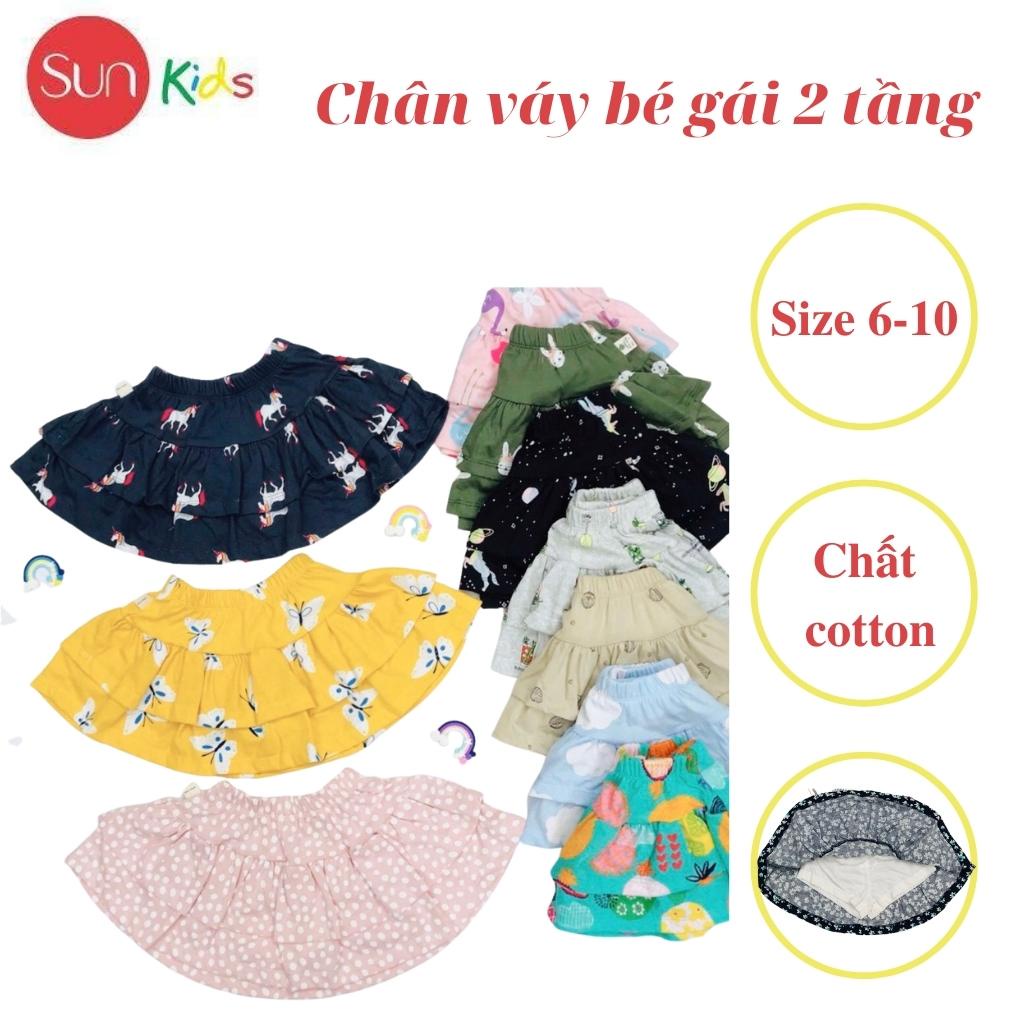 Chân váy cho bé, đầm bé gái 2 tầng, chất cotton, có quần đùi trong, size 6-10 - SUNKIDS1