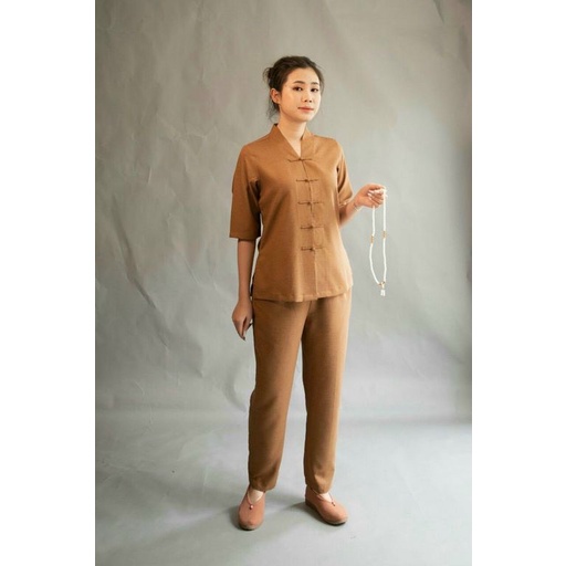 Đồ Lam Đi Chùa # Mẫu Cặp cổ tròn 3 nút Linen #Đồ Bộ Nam Nữ # Quần Áo Nam Nữ