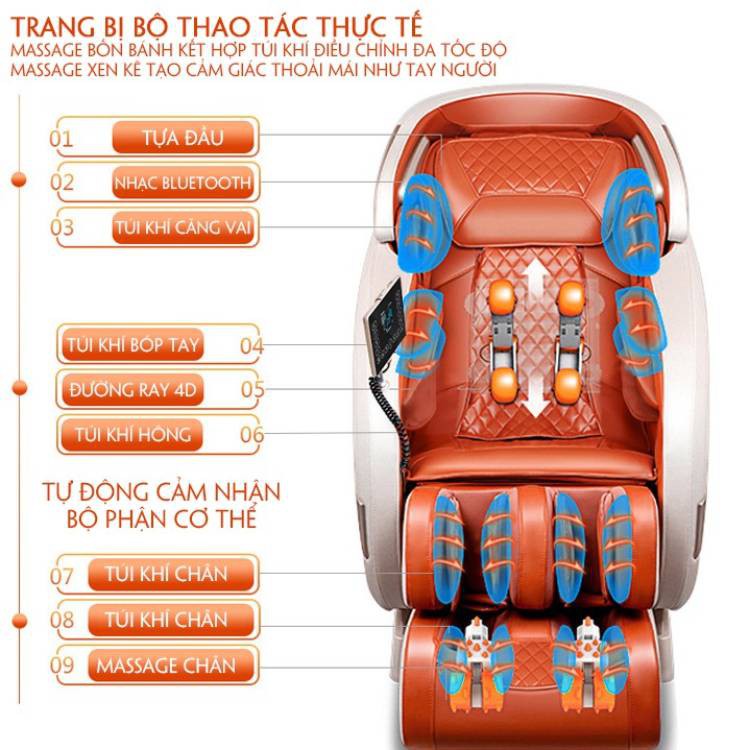 Ghế Massage Toàn Thân Cao Cấp Điều Khiển Giọng Nói, Ghế Mát Xa Đa Năng Toàn Thân Kết Hợp Sưởi Hồng Ngoại
