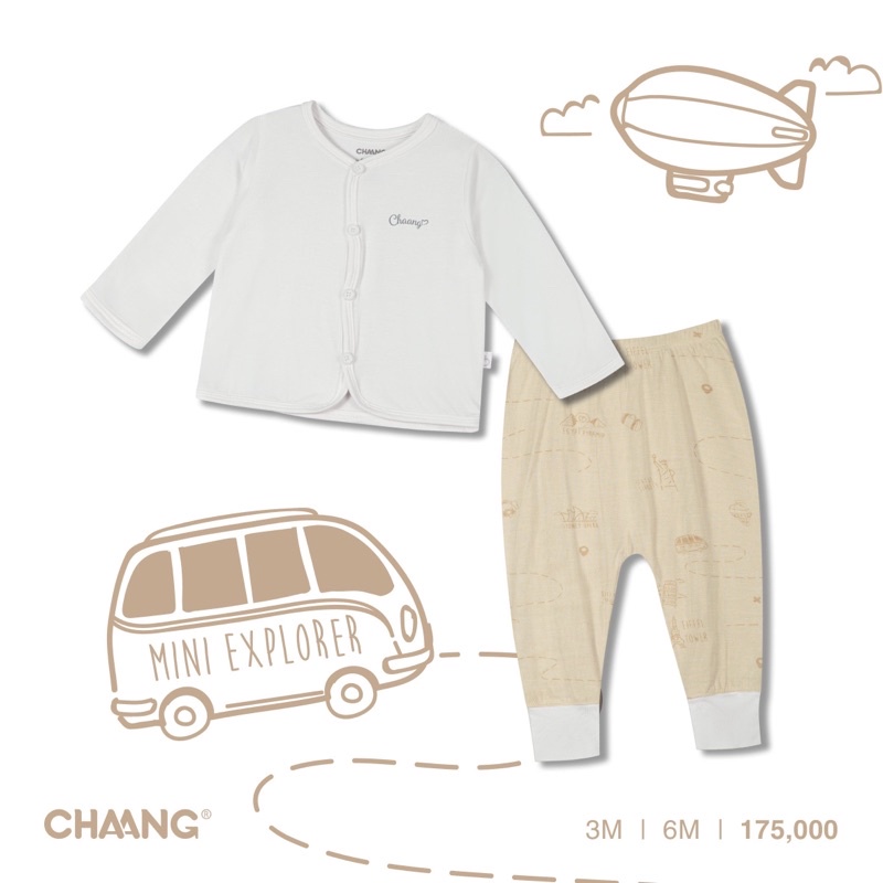 Bộ dài tay cúc giữa sơ sinh Chaang- BST sơ sinh Jungle Chaang