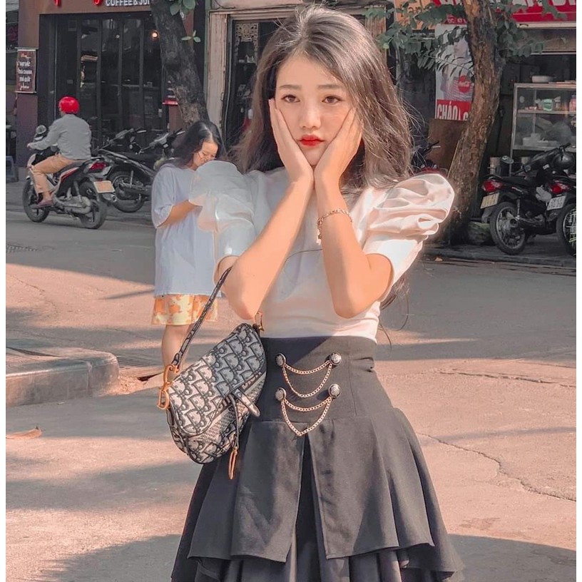 ❣️FREESHIP❣️ ÁO SƠ MI CỔ TRÒN XẾP LY TAY PHỒNG LYLY - Hàng thiết kế chuẩn