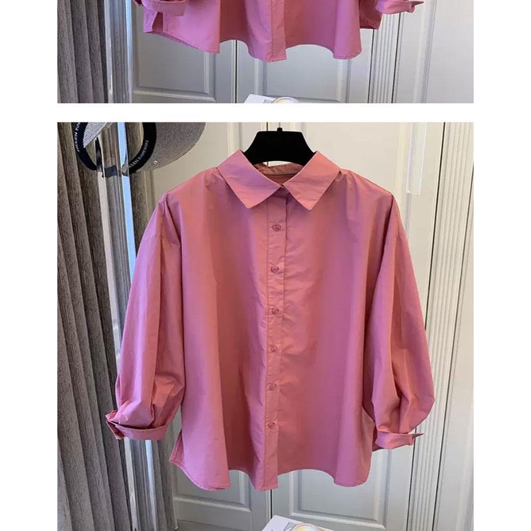 Áo Sơ Mi Tay Dài Dáng Rộng Màu Hồng Phong Cách Pháp Cổ Điển Thời Trang Xuân Thu Cho Nữ