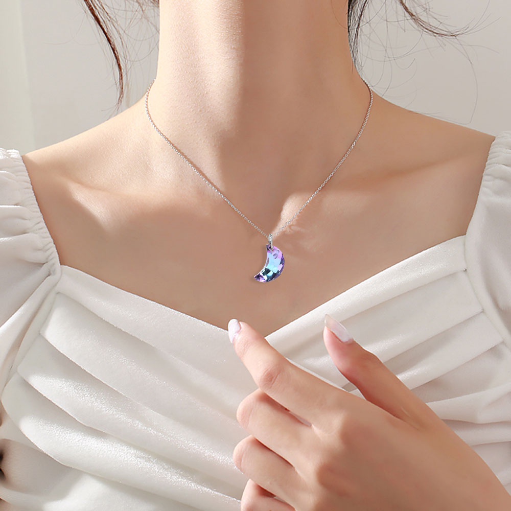 vòng cổ Hợp Kim Mặt Hình Trăng Khuyết Đính Đá Xinh Xắn Cho Nữ