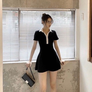 Đầm viền trắng H3141 (hình thật)