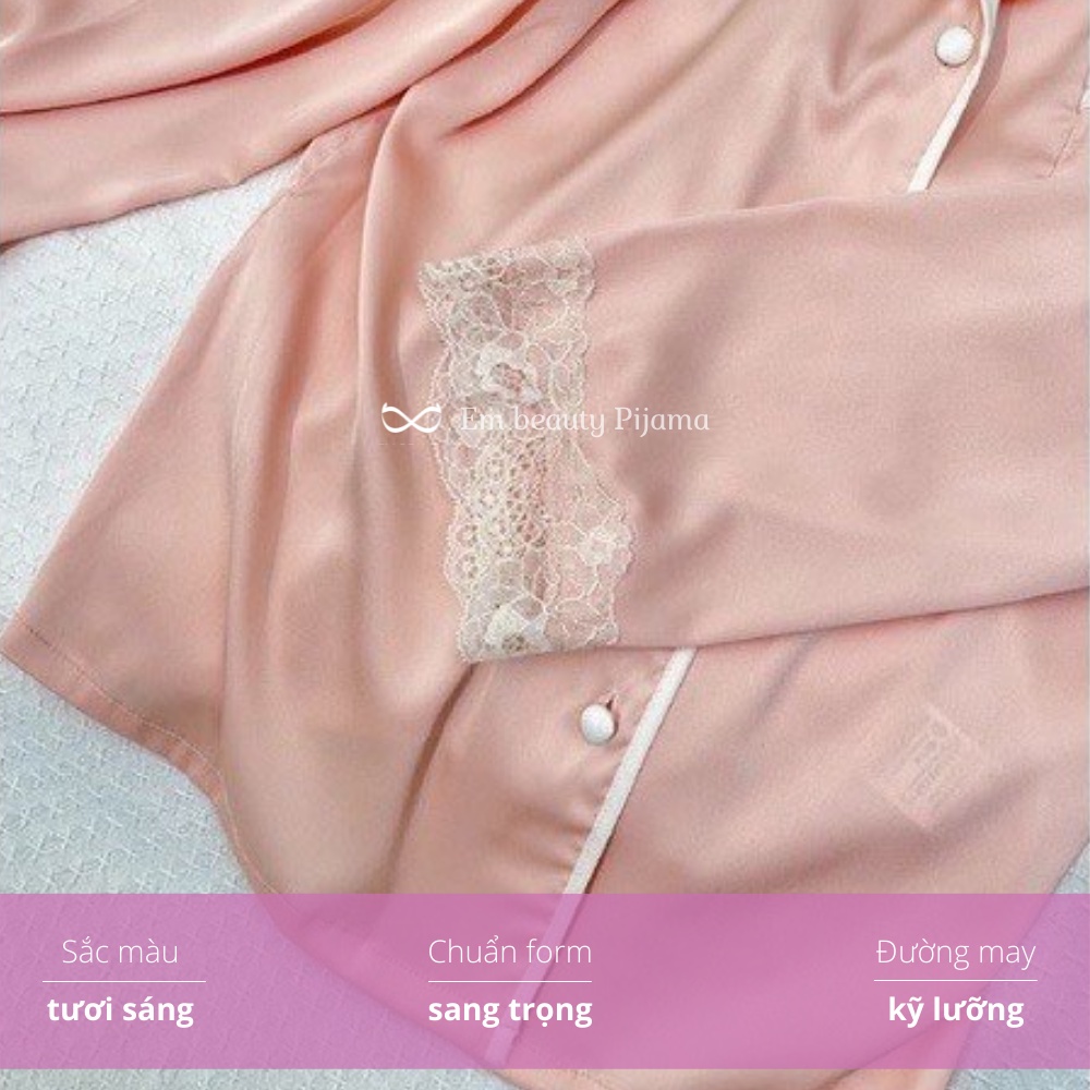 Pijama lụa EMBEAUTY bộ ngủ, mặc nhà dài tay, tiểu thư, sau sinh FREESHIP TẶNG QUÀ 0đ