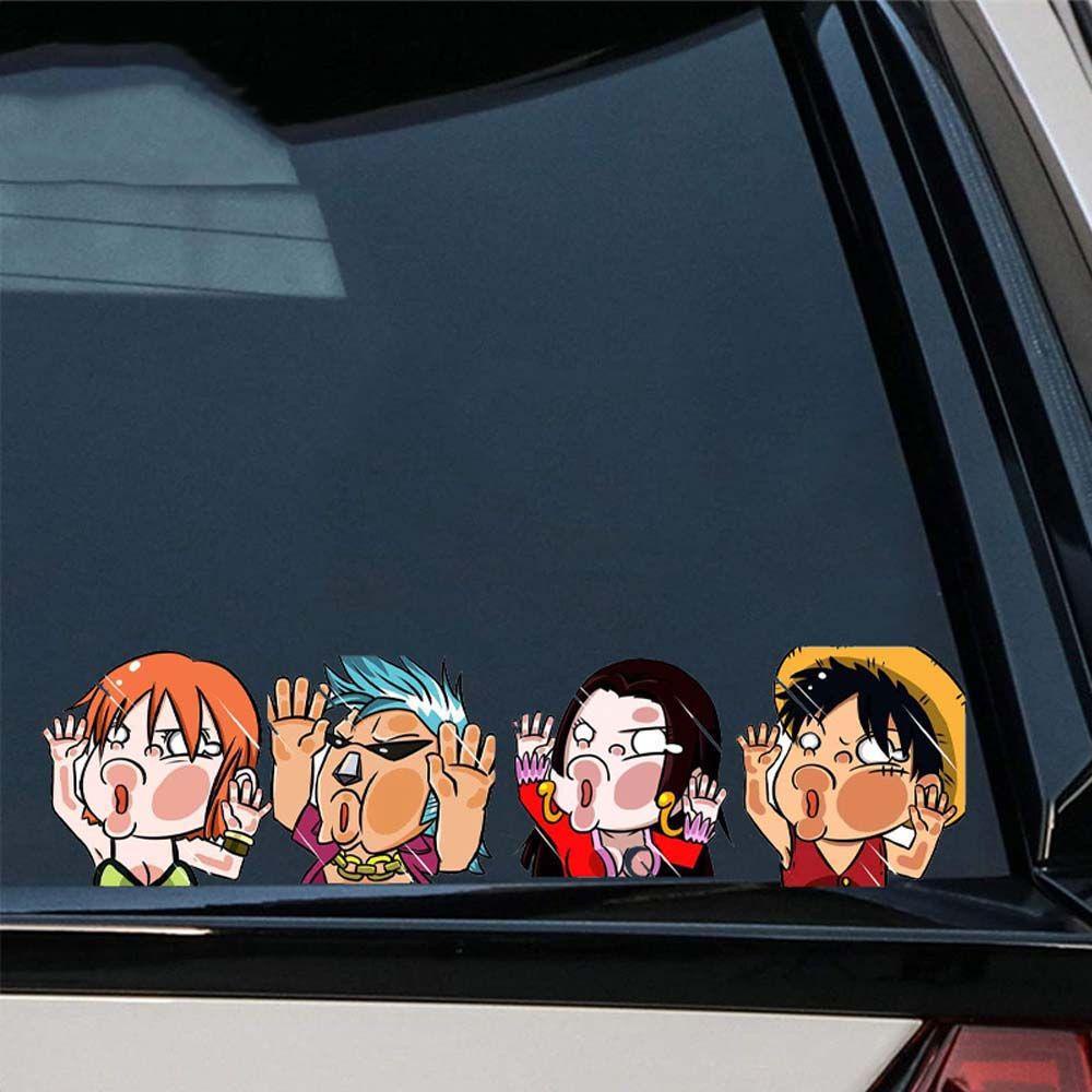 NICKOLAS Miếng Dán Trang Trí Xe Hơi Chống Thấm Nước Hình Anime Luffy DIY