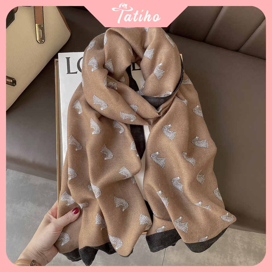 [Hàng Xịn, Giá Tốt] Khăn Choàng Quàng Cổ Lụa Cao Cấp Caro Ngựa Sang Trọng - Chất Liệu Lanh - 90x190cm - Mã KS010