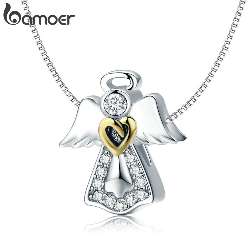 Mặt xỏ BAMOER PA5357 kiểu dáng thiên thần hộ mệnh làm vòng đeo tay dây chuyền thời trang dành cho nữ