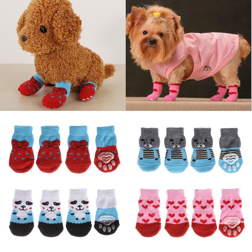 Set 1 / 4 Chiếc Giày Chống Trượt Thời Trang Cho Thú Cưng