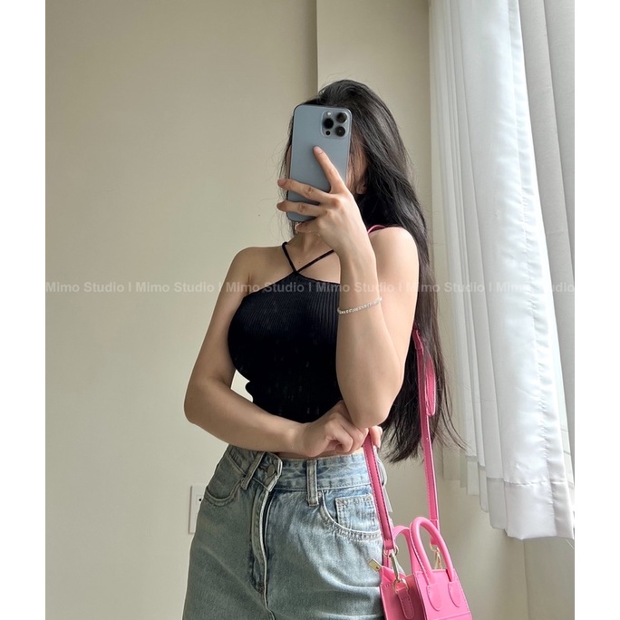 Áo len dệt kim mỏng dây đan chéo