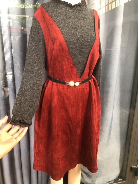 Đầm dáng suông tay dài cổ lọ combo