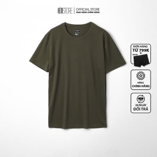 | Satoshi | Áo thun nam trơn SATS59 cổ tròn ngắn tay màu rêu chất cotton USA mềm mịn thoáng mát thấm hút mồ hôi
