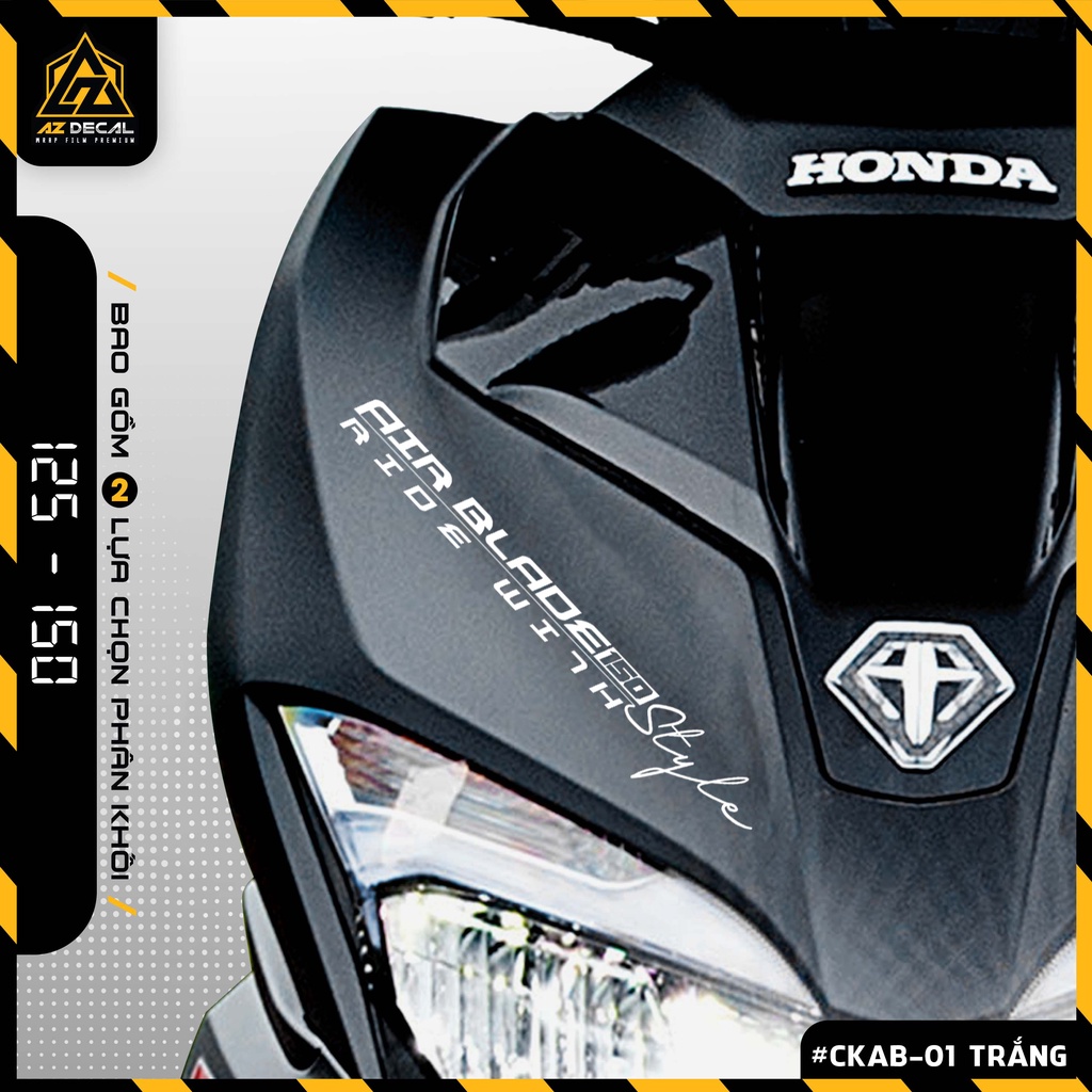 Tem Xe Airblade 125 150 Dán Trang Trí Chữ Ride With Style | CKAB-01 | Decal Dán Sườn, Mặt Nạ Xe AB Đẹp