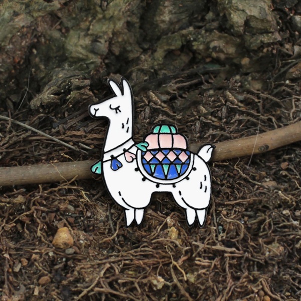 Ghim cài khuy áo hình lạc đà Alpaca dùng để trang trí đồ jean