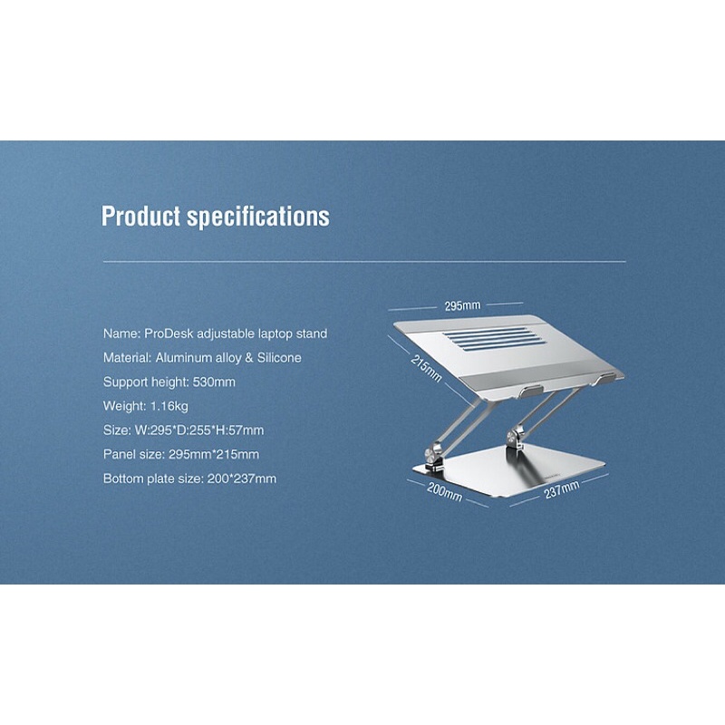 [Nillkin]Giá đỡ tản nhiệt cho MacBookLaptop hiệu Nillkin ProDesk Adjustable Laptop Stand (Laptop 9inch - 17inch)Max12