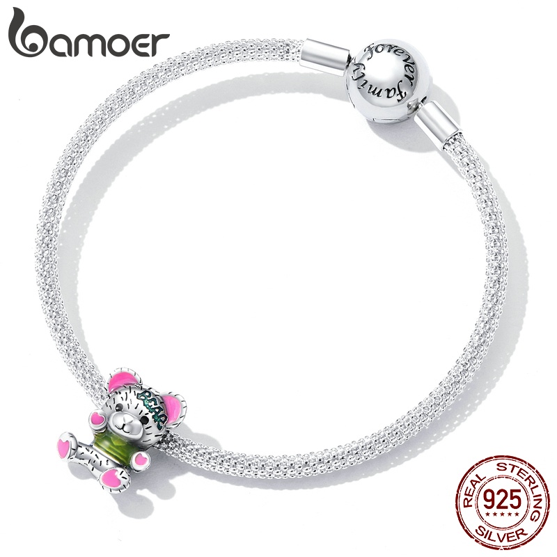 Phụ kiện vòng tay/ vòng cổ Bamoer SCC2231 bằng bạc 925 hình chú gấu bông