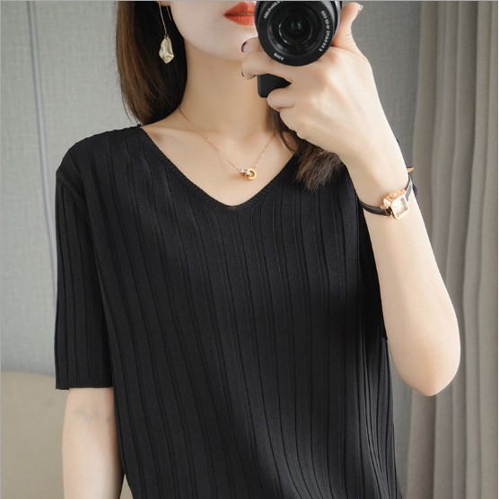 Áo len nữ dệt kim mỏng mặc 4 mùa Áo len nữ cổ V xinh xắn | BigBuy360 - bigbuy360.vn