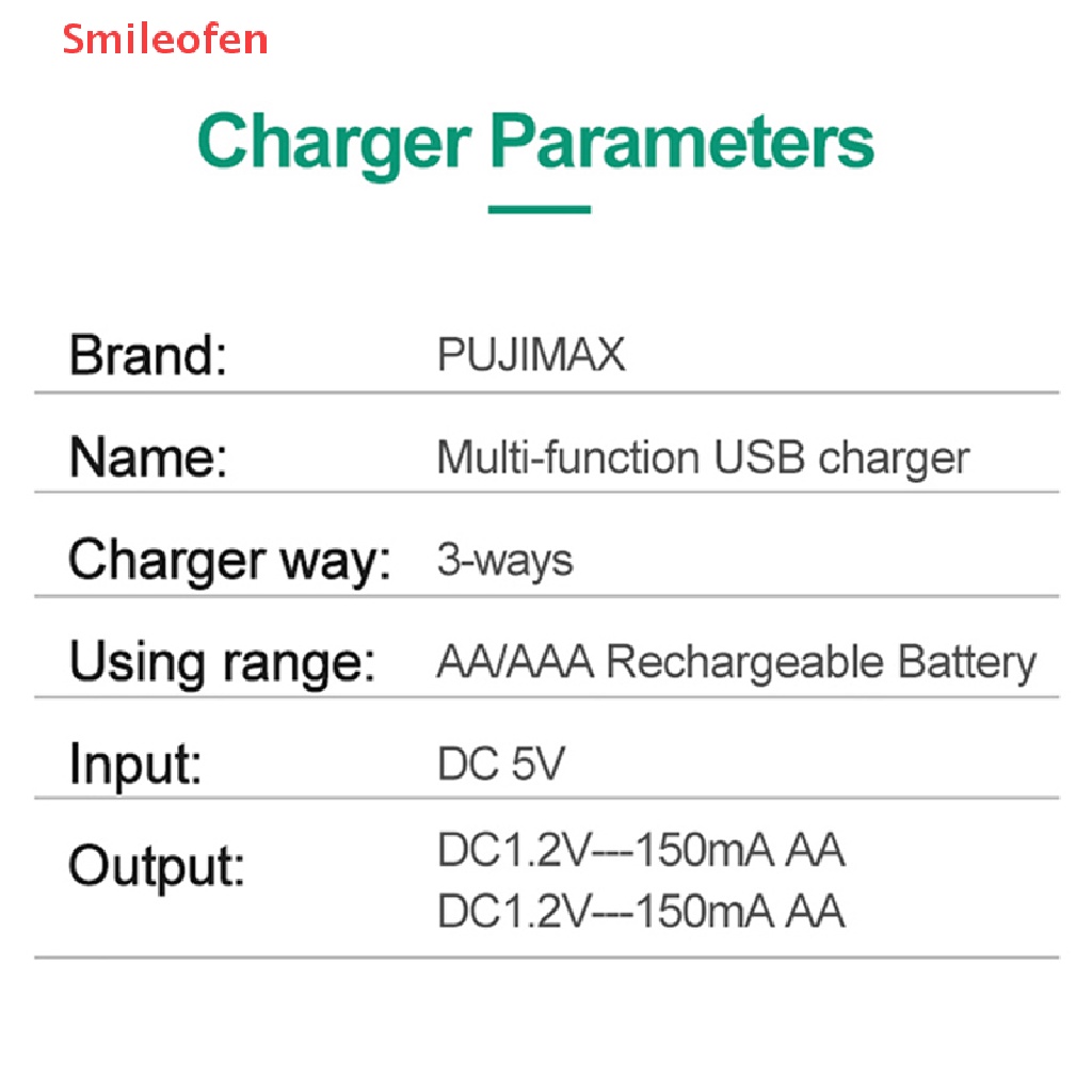 [Smileofen] Hộp Sạc Nhanh 3 Ngăn AAA / AA USB